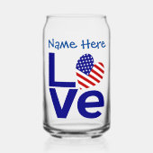 USA LOVE Blauw Persoonlijk Blikvorm Glas (Voorkant)