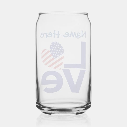 USA LOVE Blauw Persoonlijk Blikvorm Glas (Achterkant)