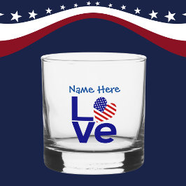 USA LOVE Blue Gepersonaliseerd Whisky Glas