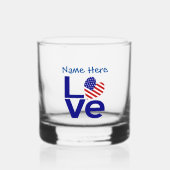 USA LOVE Blue Gepersonaliseerd Whisky Glas (Voorkant)
