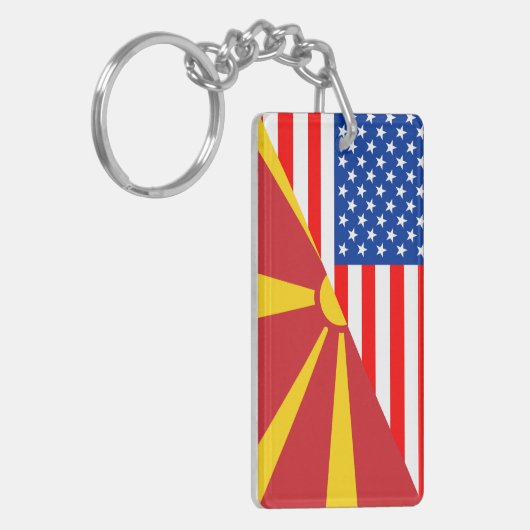 usa macedonië land halve vlag amerika sleutelhanger (Voorkant Links)