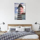 USA, Maine, Lubec. West Quoddy Head LIghthouse Canvas Afdruk (Insitu (Slaapkamer))