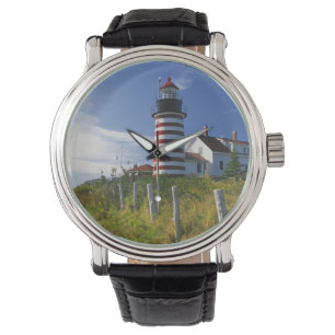 USA, Maine, Lubec. West Quoddy Head Lighthouse Horloge