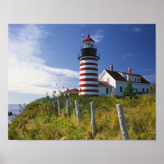 USA, Maine, Lubec. West Quoddy Head Lighthouse Poster (Voorkant)