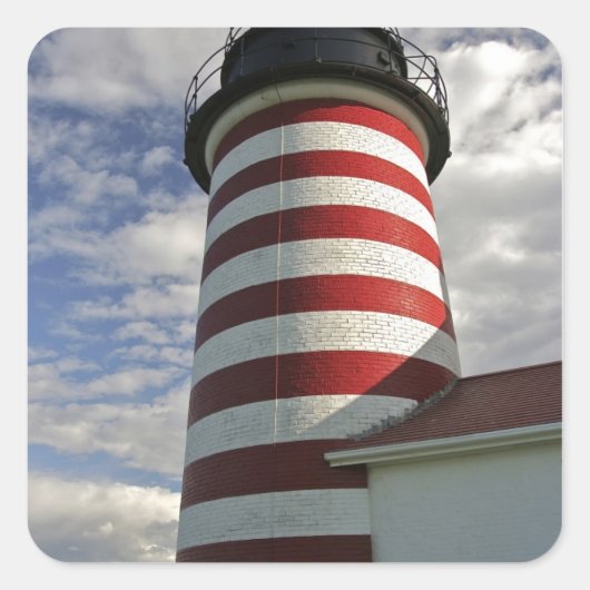 USA, Maine, Lubec. West Quoddy Head LIghthouse Vierkante Sticker (Voorkant)
