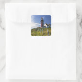 USA, Maine, Lubec. West Quoddy Head Lighthouse Vierkante Sticker (Tas)