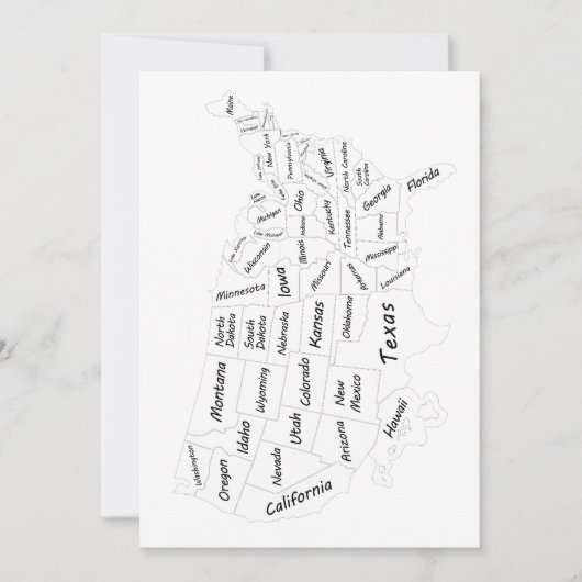 USA Map black and white Kaart (Voorkant)