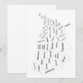 USA Map black and white Kaart (Voorkant / Achterkant)