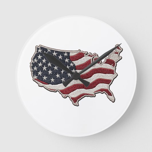 🕒 USA Map Flag Wall Clock 🇺🇸🧭 Ronde Klok (Voorkant)