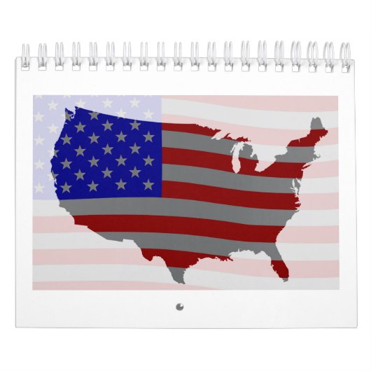 USA Map Silhouette en Flag Kalender (Hoes)