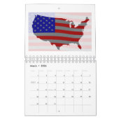 USA Map Silhouette en Flag Kalender (Mar 2026)
