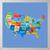 USA MAP watercolor artwork Poster (Voorkant)