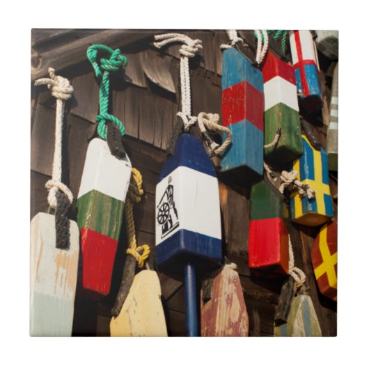USA, Massachusetts, Gloucester, Lobster Buoys 2 Tegeltje (Voorkant)