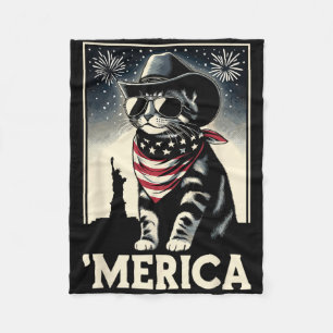 Usa merica Kat 4 juli mannen vrouwen kinderen grap Fleece Deken