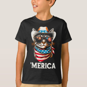 Usa merica Kat 4 juli Mannen Vrouwen Kinderen Grap T-shirt