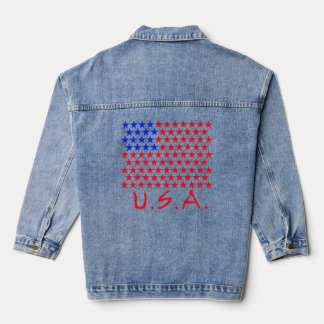 USA met blauwe en rode sterren Patriottisch Denim Jacket