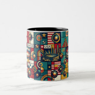 USA Mexico Canada Klimt stijl fine art wanddecorat Tweekleurige Koffiemok