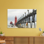 USA, Michigan, Lake Michigan Shore, Grand Haven: Canvas Afdruk (Insitu (Woonkamer))