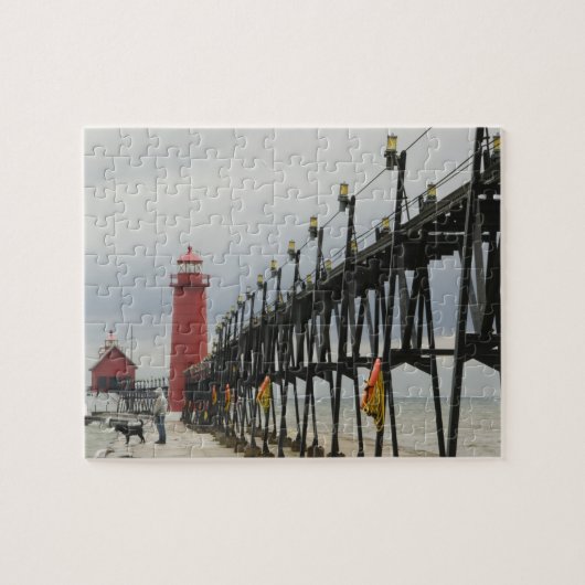 USA, Michigan, Lake Michigan Shore, Grand Haven: Legpuzzel (Horizontaal)
