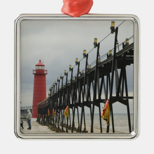 USA, Michigan, Lake Michigan Shore, Grand Haven: Metalen Ornament (Voorkant)