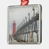 USA, Michigan, Lake Michigan Shore, Grand Haven: Metalen Ornament (Links)