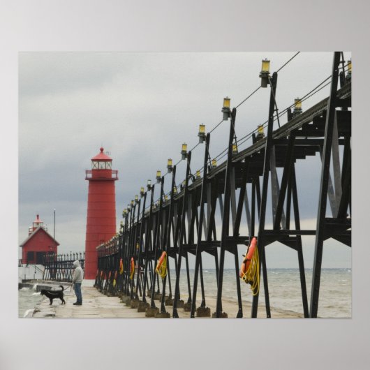 USA, Michigan, Lake Michigan Shore, Grand Haven: Poster (Voorkant)