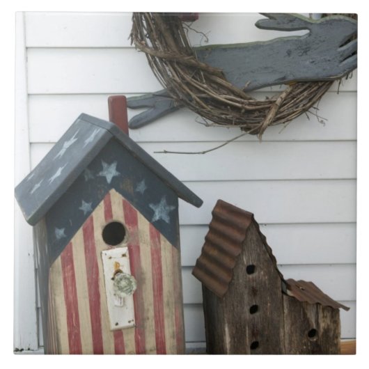 USA, Missouri, Herman: Patriottische Birdhouses, Tegeltje (Voorkant)