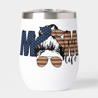 USA Mom Life Wine Tumbler – Rustieke Amerikaanse v