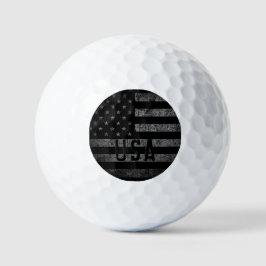USA Monogram  Zwart Grunge Amerikaanse vlag Golfballen