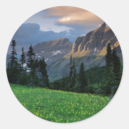 USA, Montana, Glacier National Park, Logan Pass Ronde Sticker (Voorkant)