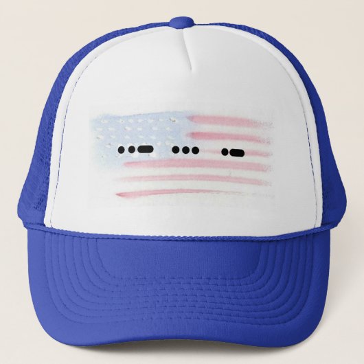 USA Morsecode met vlag honkbalpet Trucker Pet (Voorkant)