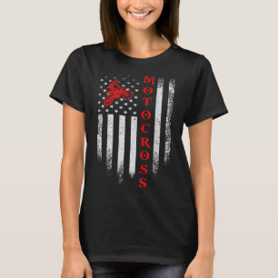 USA Motorcross Dirt Bike Amerikaanse Vlag Pat T-shirt