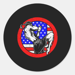 Usa Muay Thai - Thai Boksen En Kickboksen Cadeau Ronde Sticker