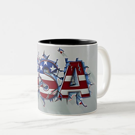 USA Mug, 4th of July Mug, Independence Day Tweekleurige Koffiemok (Voorkant rechts)