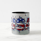 USA Mug, 4th of July Mug, Independence Day Tweekleurige Koffiemok (Center)