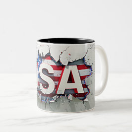 USA Mug, 4th of July Mug, Independence Day Tweekleurige Koffiemok