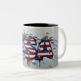USA Mug, 4th of July Mug, Independence Day Tweekleurige Koffiemok