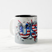 USA Mug, 4th of July Mug, Independence Day Tweekleurige Koffiemok (Voorkant links)