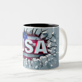 USA Mug, 4th of July Mug, Independence Day Tweekleurige Koffiemok