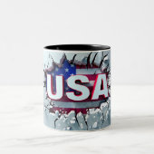 USA Mug, 4th of July Mug, Independence Day Tweekleurige Koffiemok (Center)