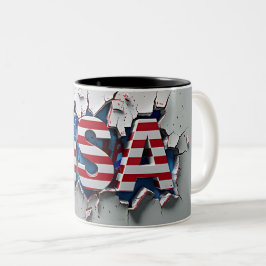 USA Mug, 4th of July Mug, Independence Day Tweekleurige Koffiemok