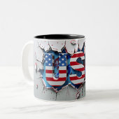 USA Mug, 4th of July Mug, Independence Day Tweekleurige Koffiemok (Voorkant links)