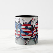 USA Mug, 4th of July Mug, Independence Day Tweekleurige Koffiemok (Center)