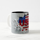 USA Mug, 4th of July Mug, Independence Day Tweekleurige Koffiemok (Voorkant links)
