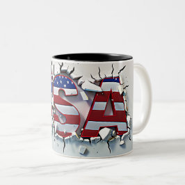 USA Mug, 4th of July Mug, Independence Day Tweekleurige Koffiemok