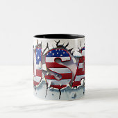 USA Mug, 4th of July Mug, Independence Day Tweekleurige Koffiemok (Center)