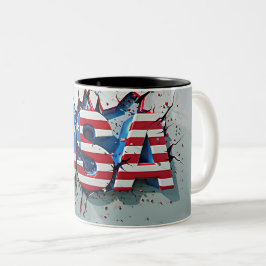 USA Mug, 4th of July Mug, Independence Day Tweekleurige Koffiemok