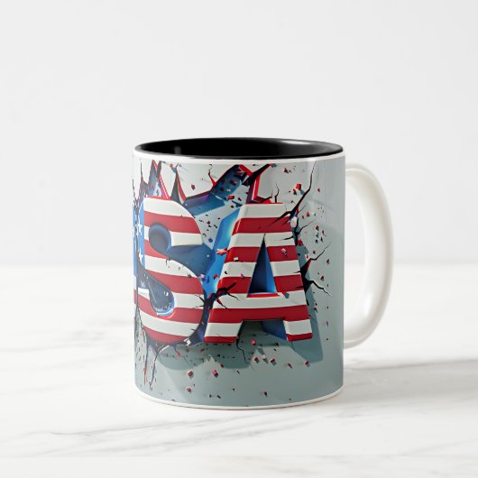 USA Mug, 4th of July Mug, Independence Day Tweekleurige Koffiemok (Voorkant rechts)