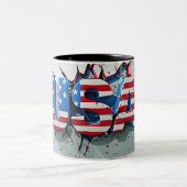 USA Mug, 4th of July Mug, Independence Day Tweekleurige Koffiemok (Center)