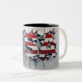 USA Mug, 4th of July Mug, Independence Day Tweekleurige Koffiemok